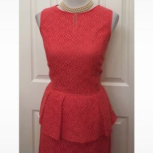 Max Studio Lace Preplum Coral Dress
